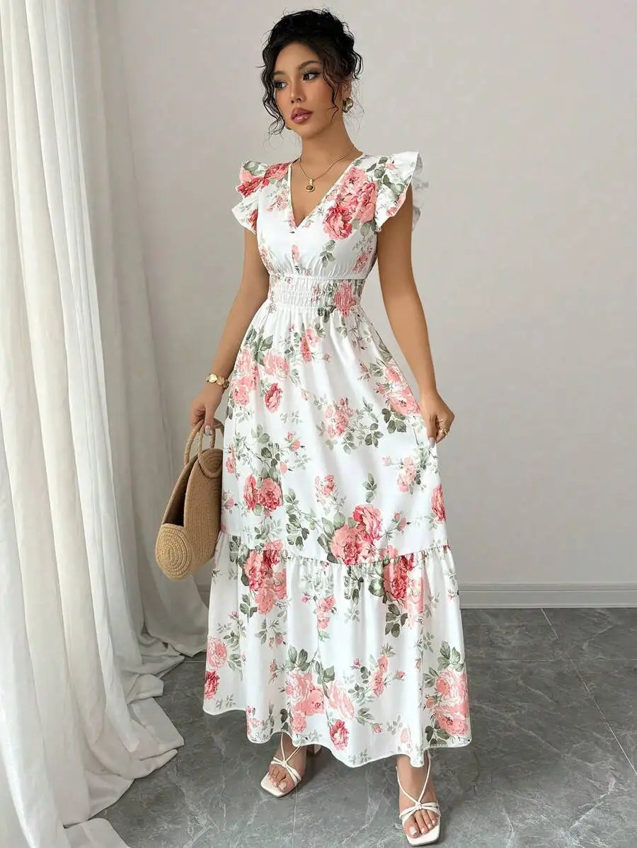 Women's Romantic Floral Print Dress Minimalist Fashion Summer Appropriate Casual Elegant Skirt for Women