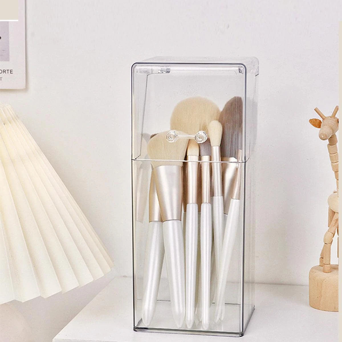 1pc makeup brush storage box, simple and transparent multifunctional makeup brush storage rack, simple, durable and practical