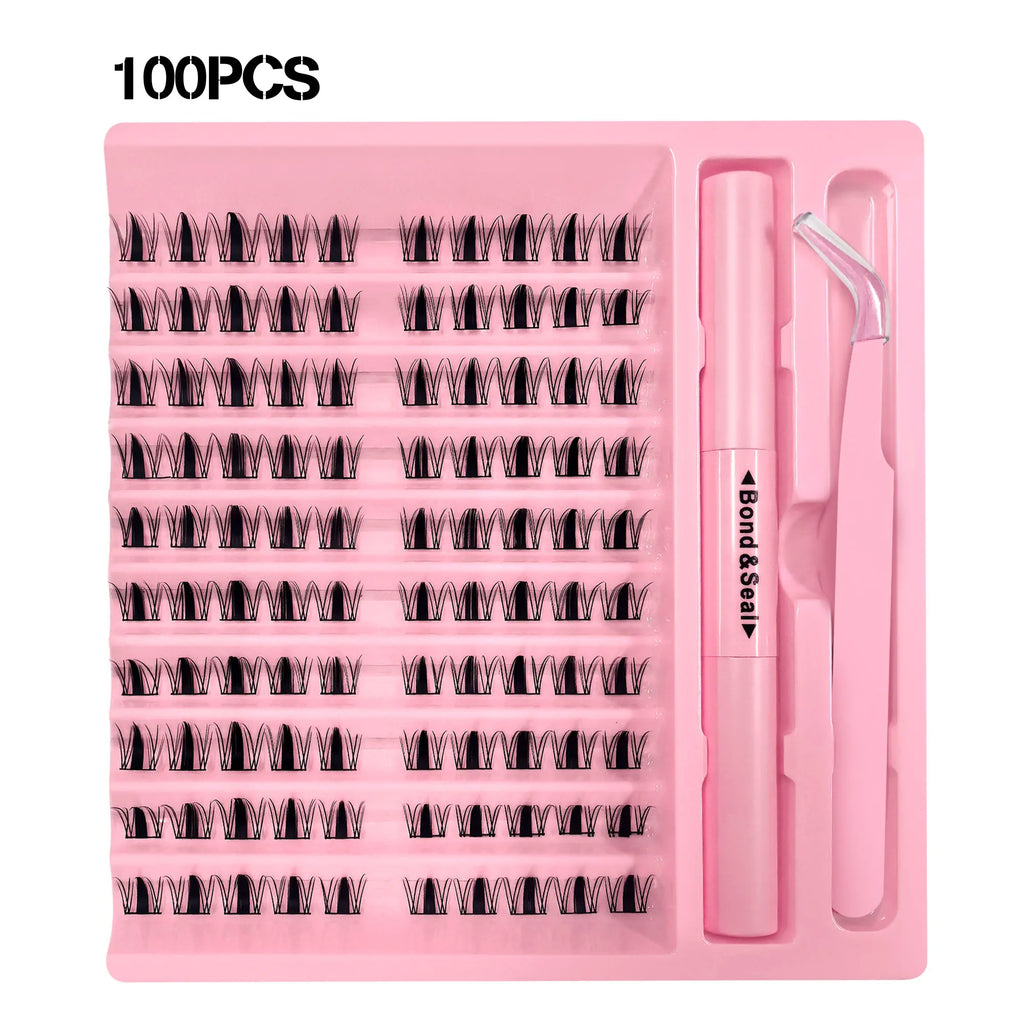 100-Cluster Manga-Style False Eyelash Set — Natural, Segmented Falsies; Ethereal & Lightweight Cluster Lashes
