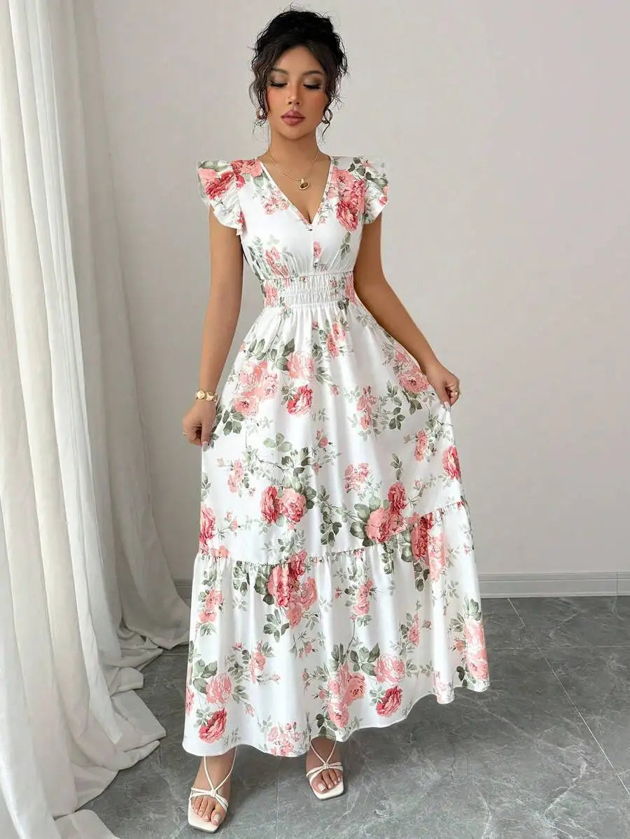 Women's Romantic Floral Print Dress Minimalist Fashion Summer Appropriate Casual Elegant Skirt for Women