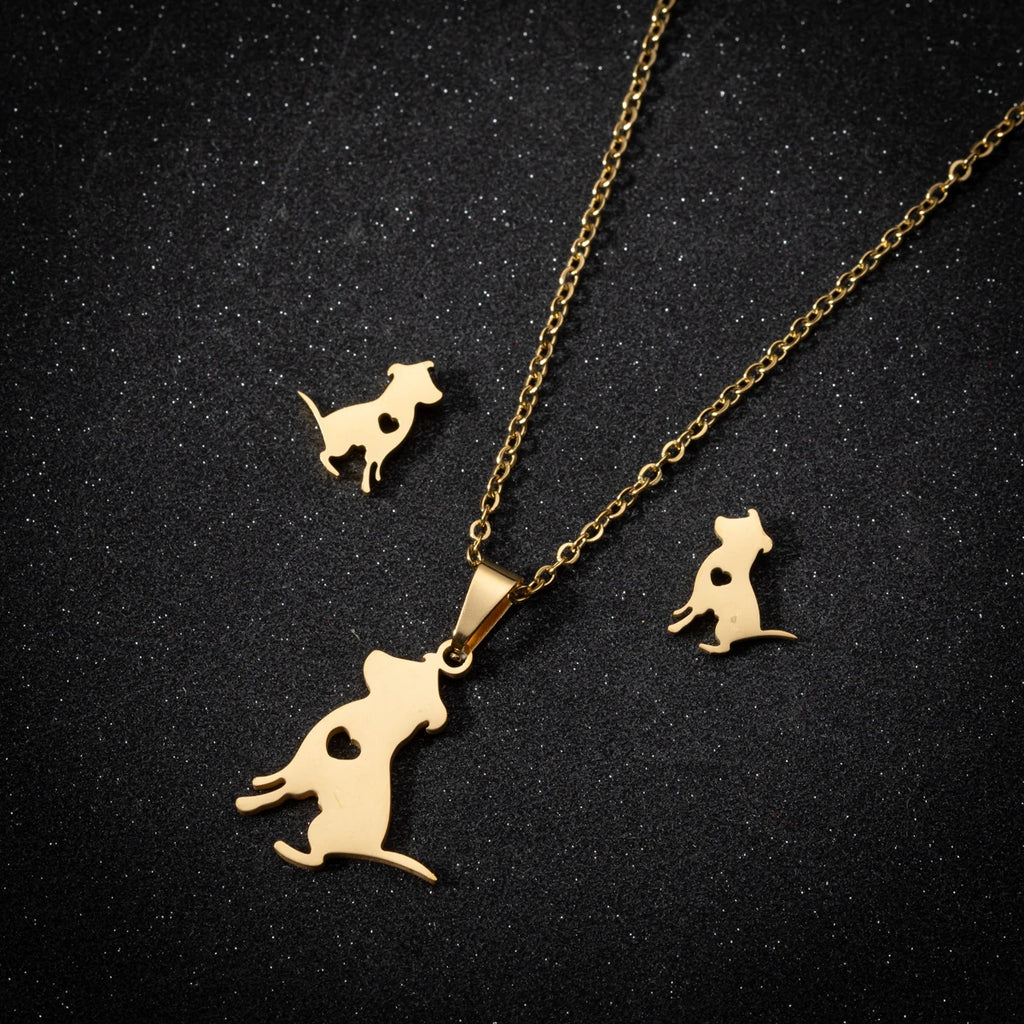 Stainless Steel Jewelry Sets For Women Necklace And Earing Anime Cute Cartoon Bow Mouse Chain Necklace Choker Desinger Charms