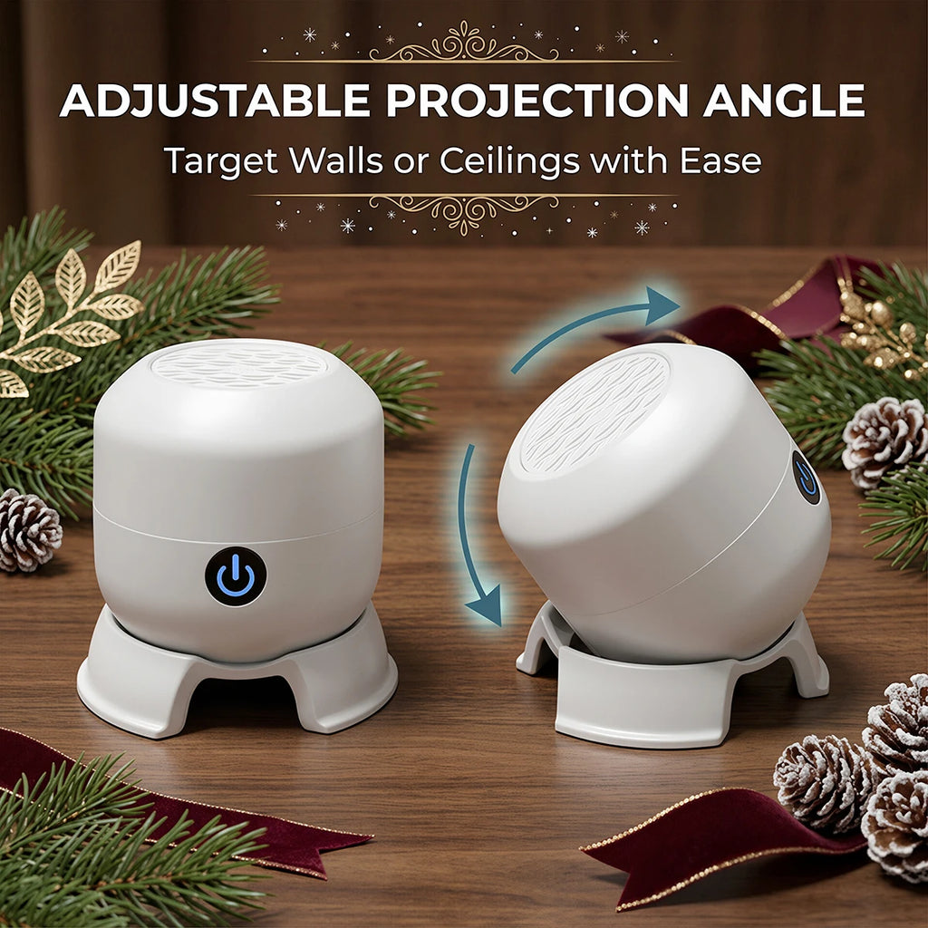 Christmas Projector Light USB Rechargeable Dynamic Ambient Lamp 360°Rotating Snowflake Projector for Bedroom Party Decor Gifts