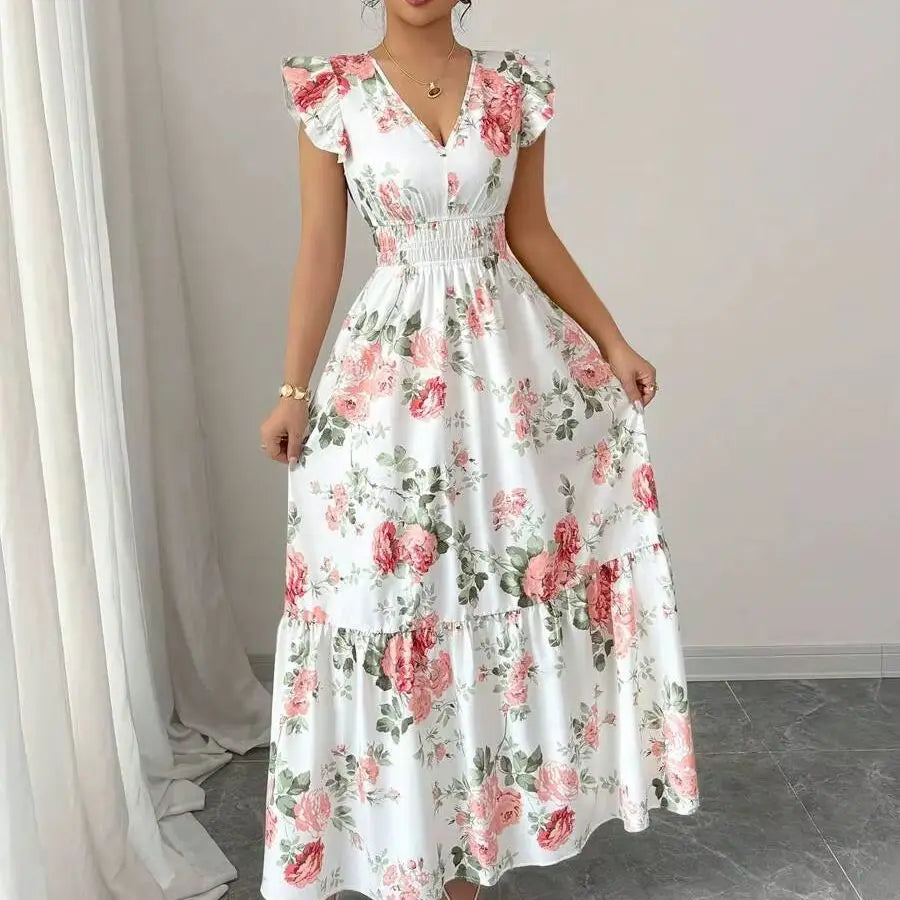 Women's Romantic Floral Print Dress Minimalist Fashion Summer Appropriate Casual Elegant Skirt for Women
