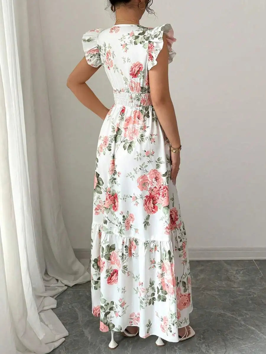 Women's Romantic Floral Print Dress Minimalist Fashion Summer Appropriate Casual Elegant Skirt for Women