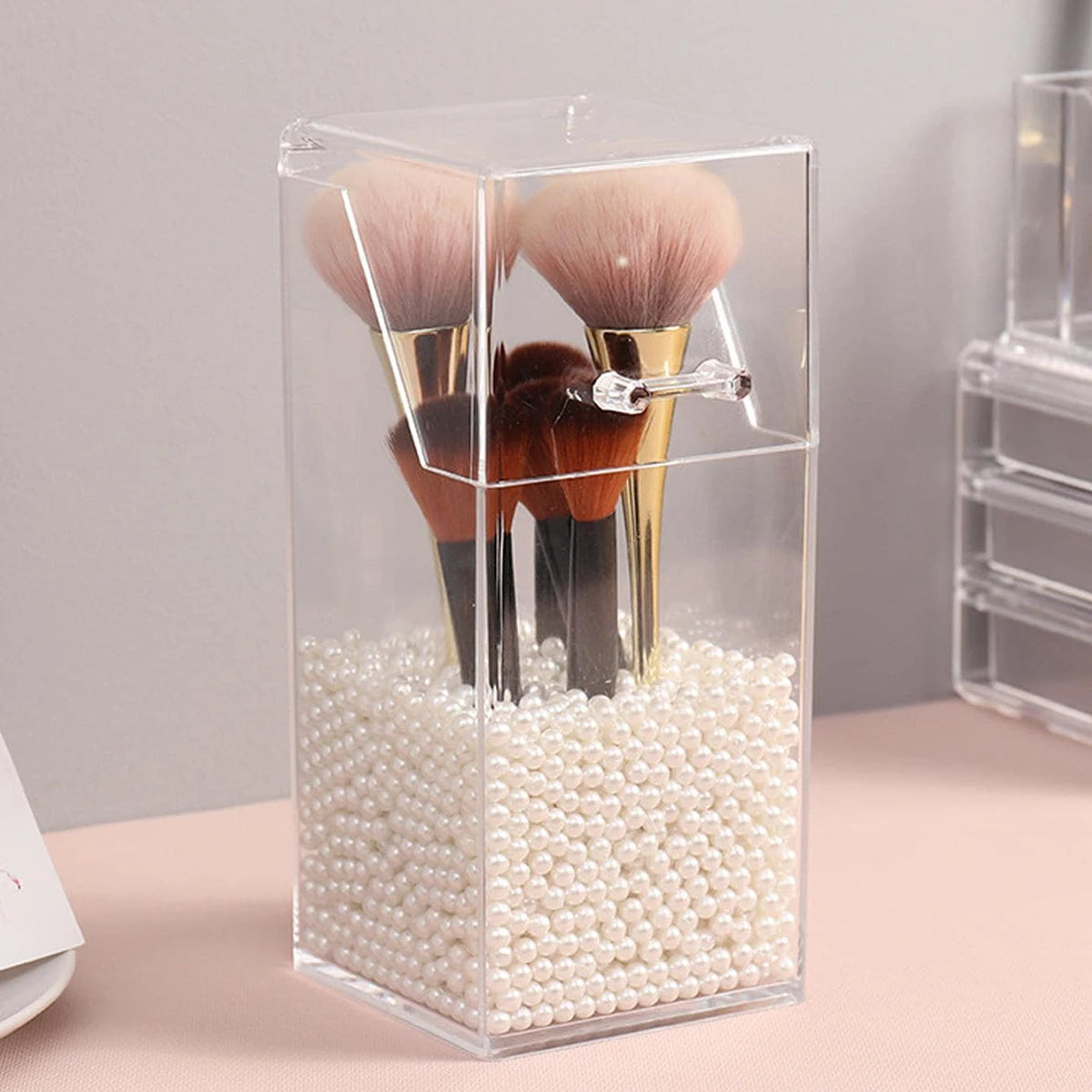 1pc makeup brush storage box, simple and transparent multifunctional makeup brush storage rack, simple, durable and practical