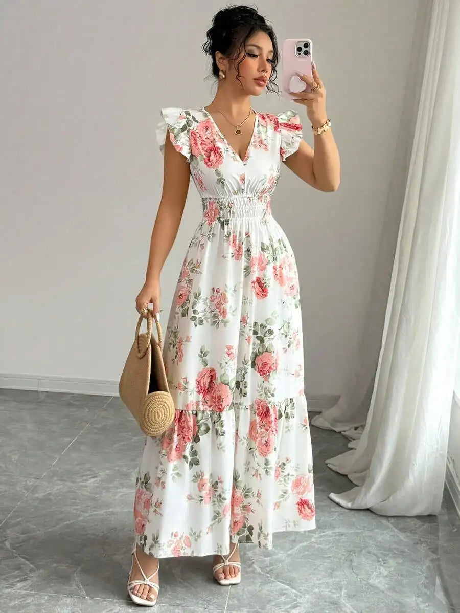 Women's Romantic Floral Print Dress Minimalist Fashion Summer Appropriate Casual Elegant Skirt for Women