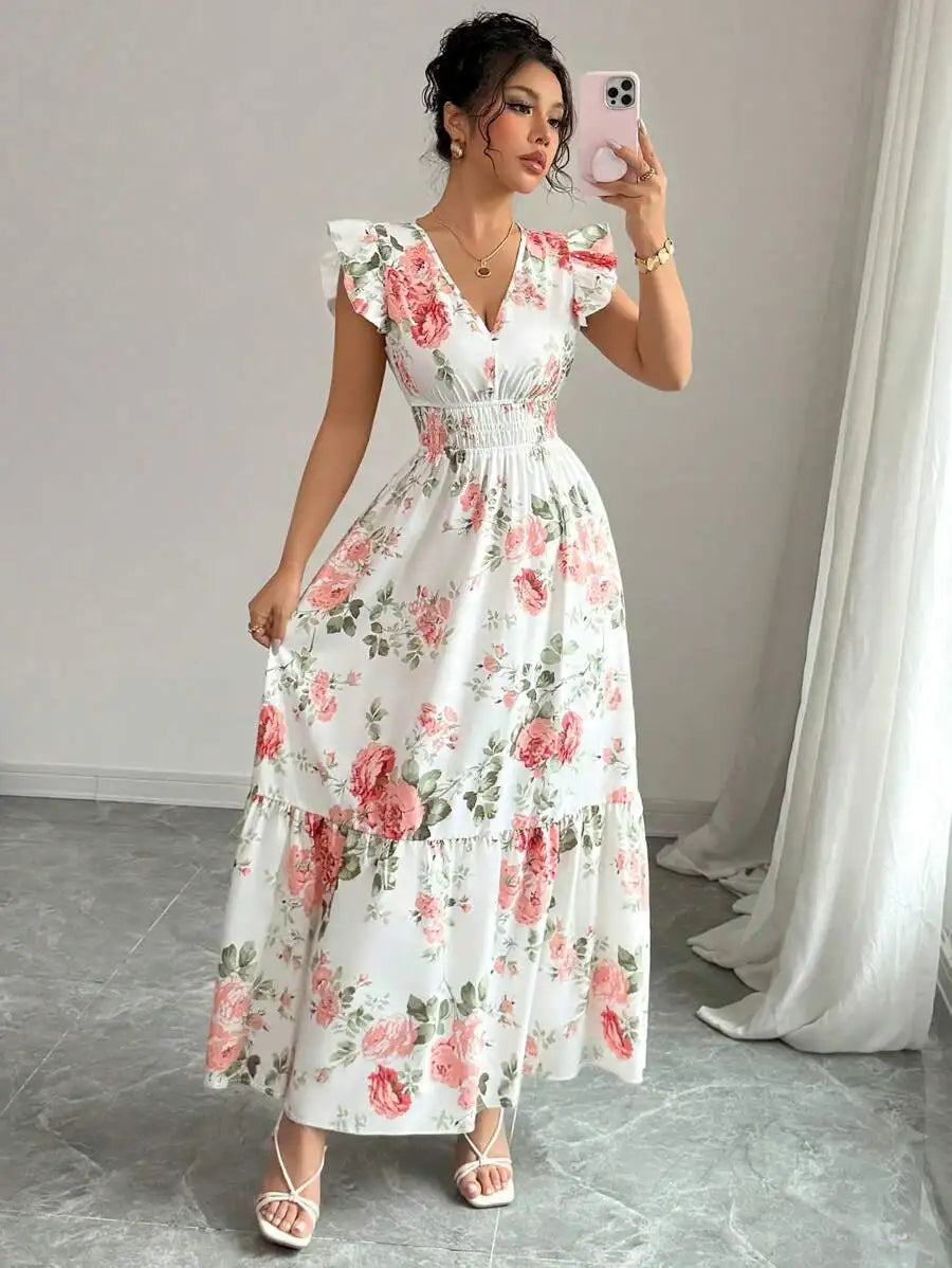 Women's Romantic Floral Print Dress Minimalist Fashion Summer Appropriate Casual Elegant Skirt for Women