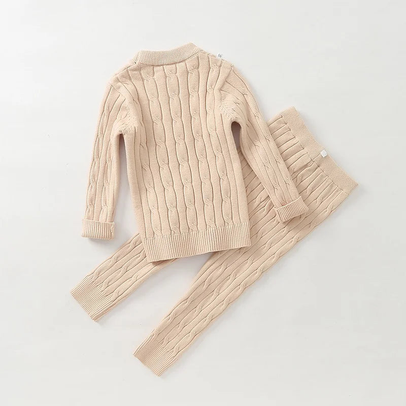 Newborn Baby Girl Boy Knitted Clothes Set Sweater+Pant 2PCS Cotton Infant Toddler Knitwear Pullover Clothing Sets Outfit 0-2Y
