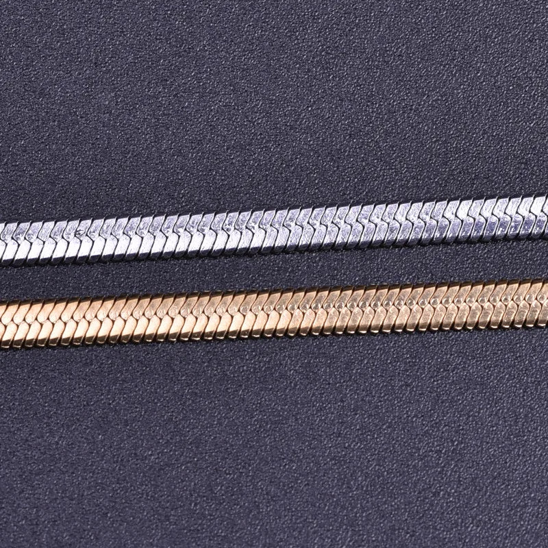 Stainless Steel Necklace For Women Men Accessories Flat Chain Neck Chokers Fashion Jewelry Snake Collier Acier Inoxydable Femme