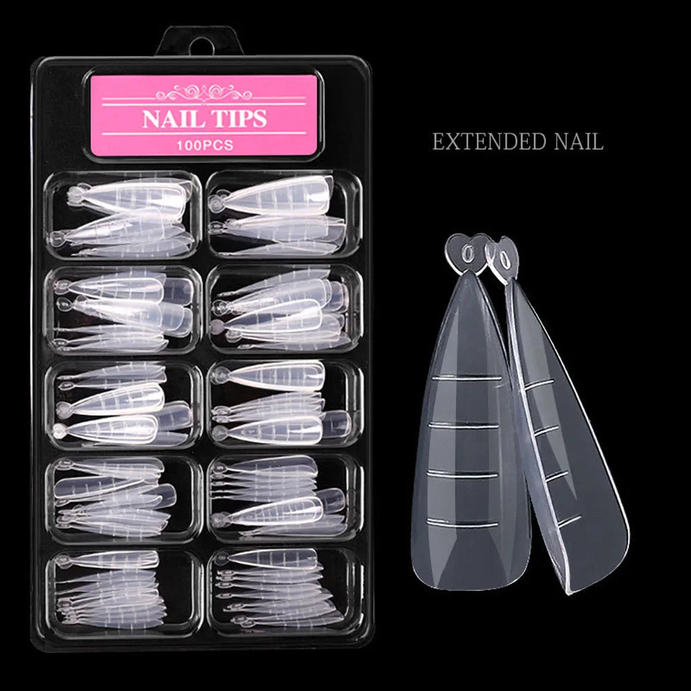 100pcs/box Nail Form Poly Extension Gel Clear Professional Nail Art Tools for Perfect Manicure