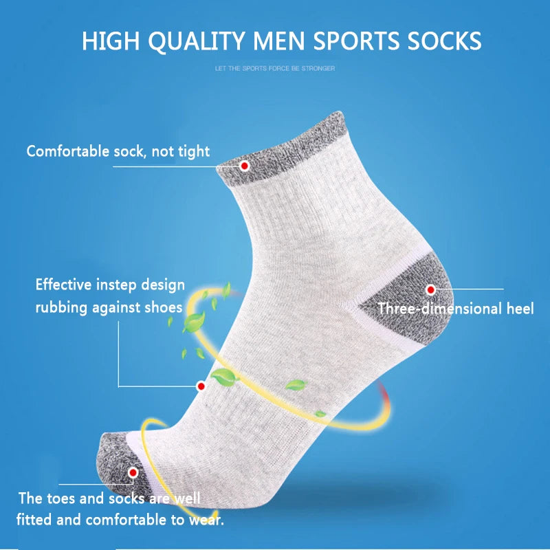 5Pairs/lot  Men's Socks Cotton Basketball Running Sports Socks High Quality Comfortable Breathable New Male Socks