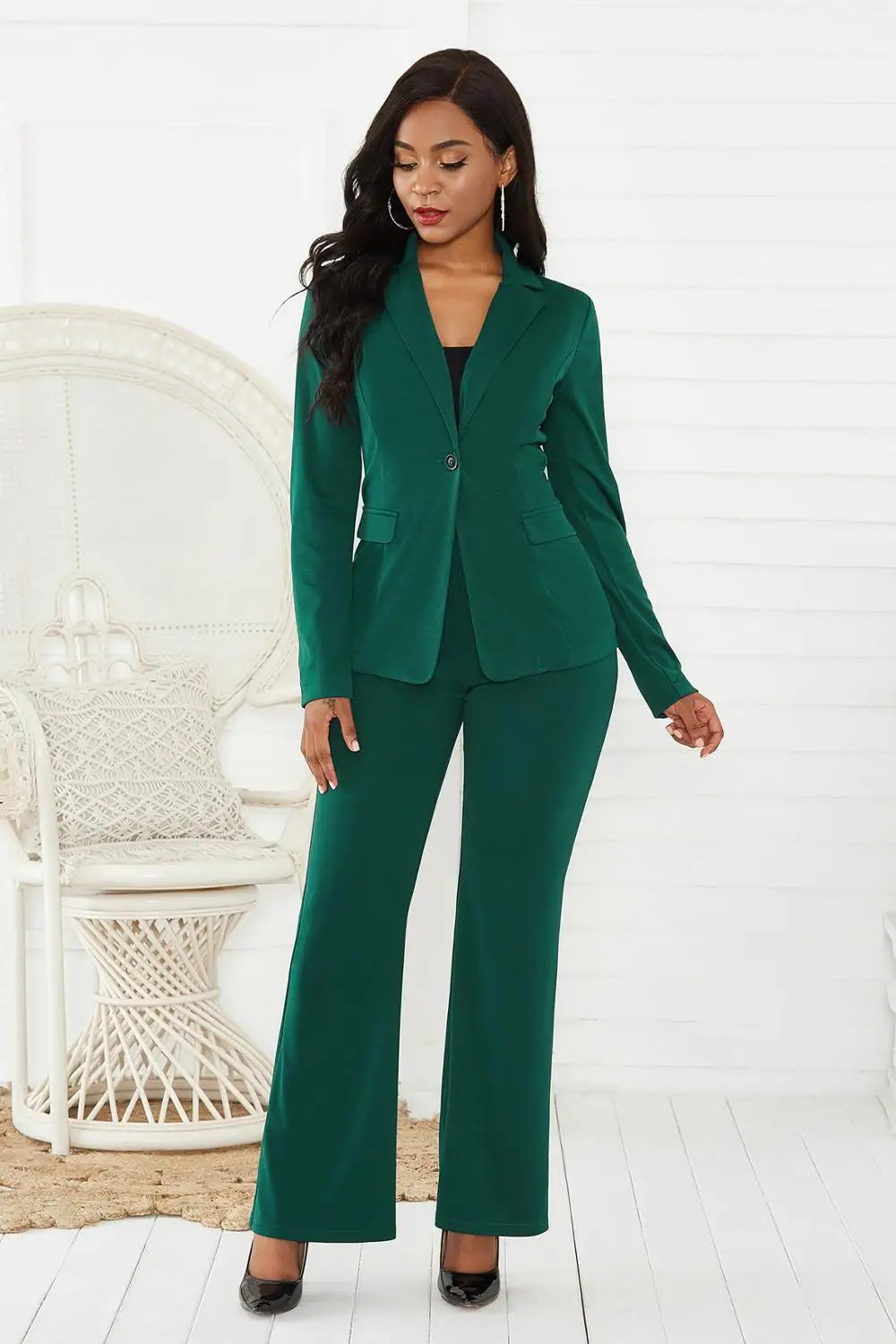 Women's Suit Office Two Piece Set Long Sleeve Suit Pants 2 Piece Set Female Winter Two Pieces Sets Office Female