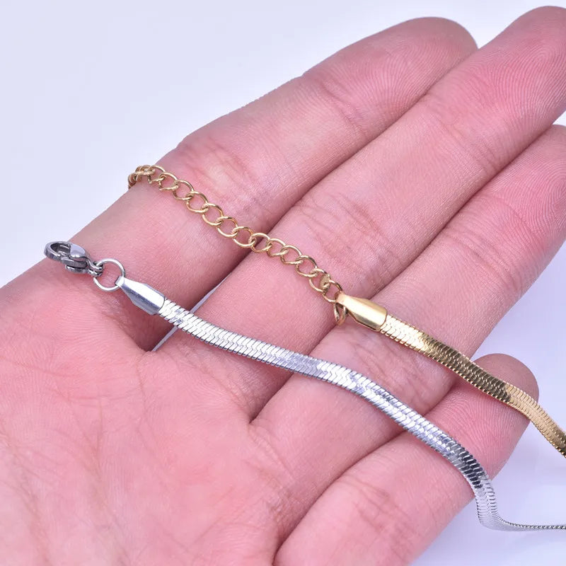Stainless Steel Necklace For Women Men Accessories Flat Chain Neck Chokers Fashion Jewelry Snake Collier Acier Inoxydable Femme