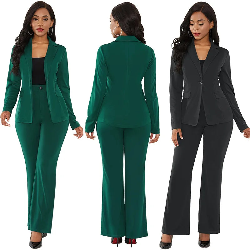 Women's Suit Office Two Piece Set Long Sleeve Suit Pants 2 Piece Set Female Winter Two Pieces Sets Office Female