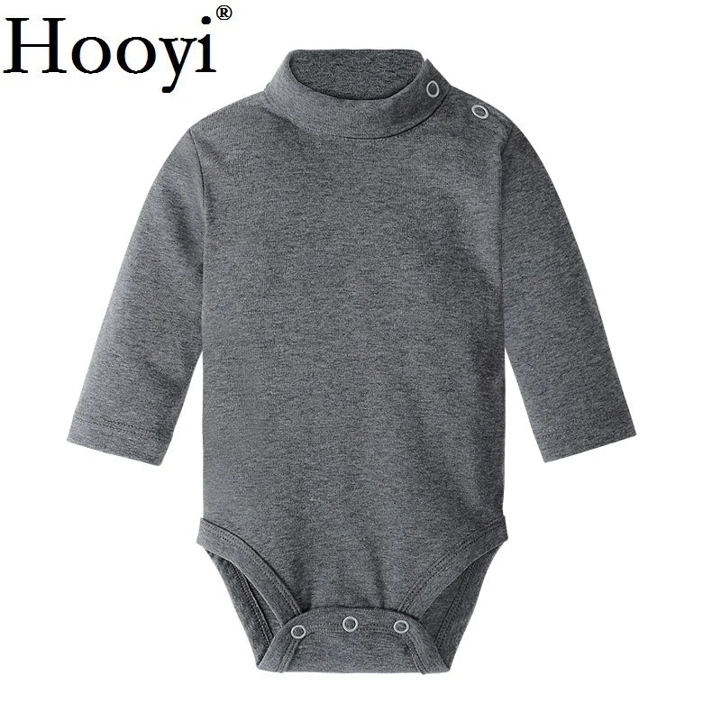 Baby Girls Bodysuits 100% Cotton Soft Newborn Jumpsuits Infant Clothes Solid Turtleneck Pajamas Shirts Tops 0 1 2 3 Years