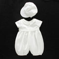 baby boy clothes white baptism baby romper set with hat turndown collar newborn first boy birthday clothing 3-24M