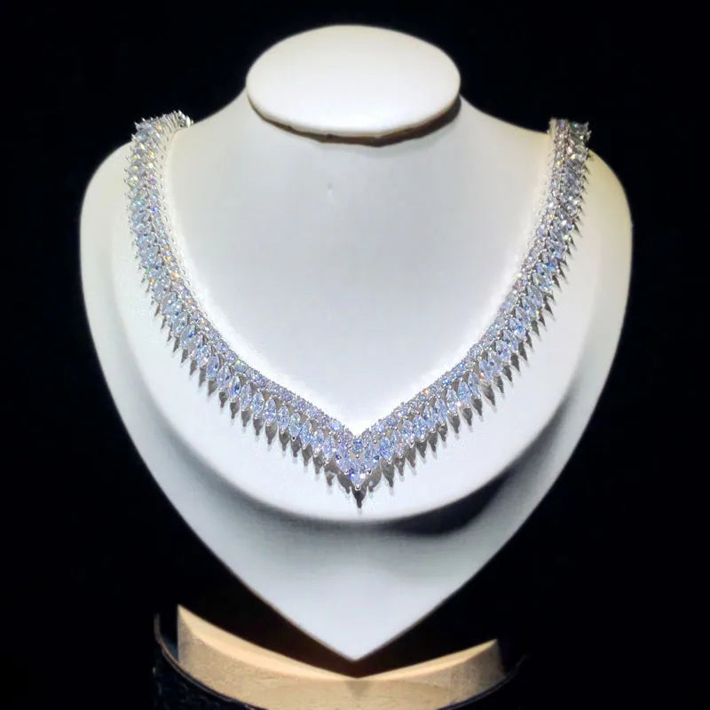 Fine Jewelry Sets For Women Sterling S925 Cubic Zirconia Leaves Bridal Drop Earrings Necklaces Pendants Set High Quality