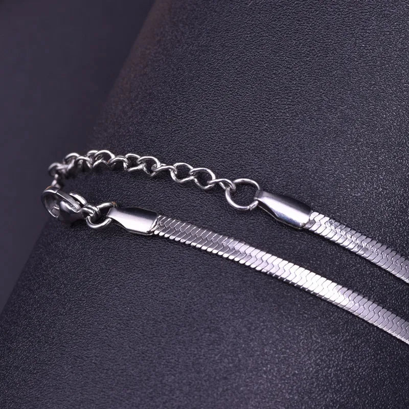 Stainless Steel Necklace For Women Men Accessories Flat Chain Neck Chokers Fashion Jewelry Snake Collier Acier Inoxydable Femme