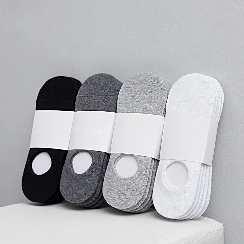 5Pair / Lot Fashion Happy Men Boat Soc Silicone Invisible Cotton Socks Male Ankle Sock Slippers Meia