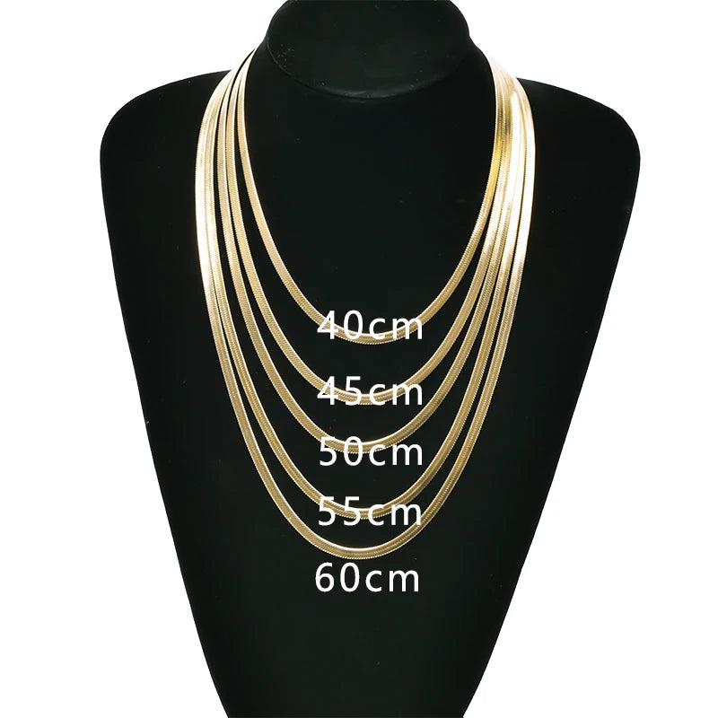 Stainless Steel Necklace For Women Men Accessories Flat Chain Neck Chokers Fashion Jewelry Snake Collier Acier Inoxydable Femme