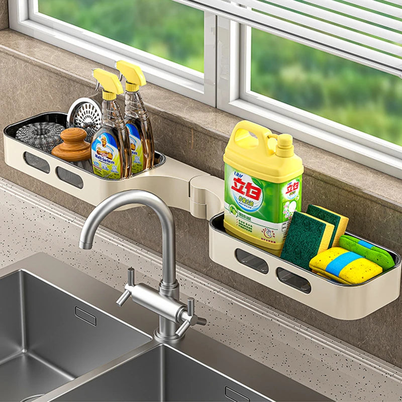 Rotating Bathroom Shelf Organizer 360° Adjustable Wall Mounted Storage Rack Thickened ABS No Drilling Required for Toiletries