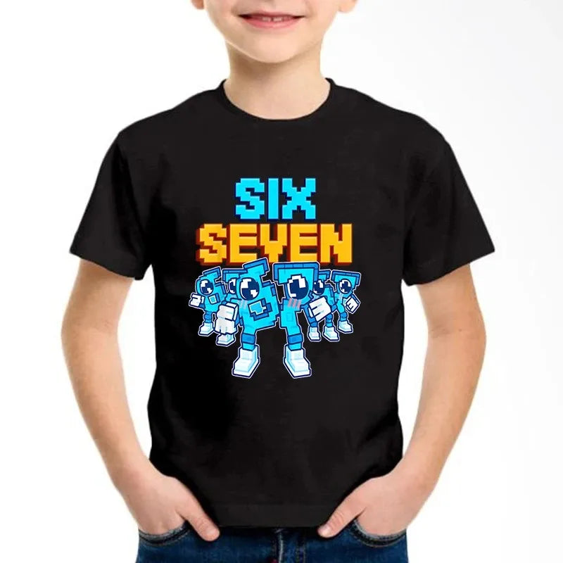 Kids Comfortable Tshirt Top New Funny Six Seven Italian Brainrot 67 Number Graphic Print T-Shirt Boy/Girl Summer Short Sleeved