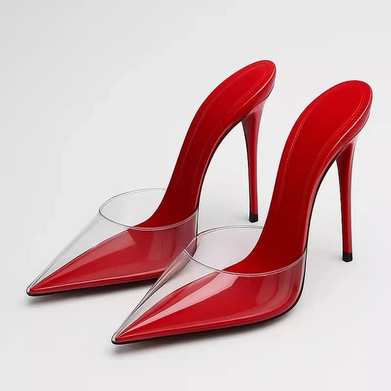High heeled sandals for women's outdoor wear  summer new style, slim heel, super pointed, versatile, wrapped, lazy half slippers