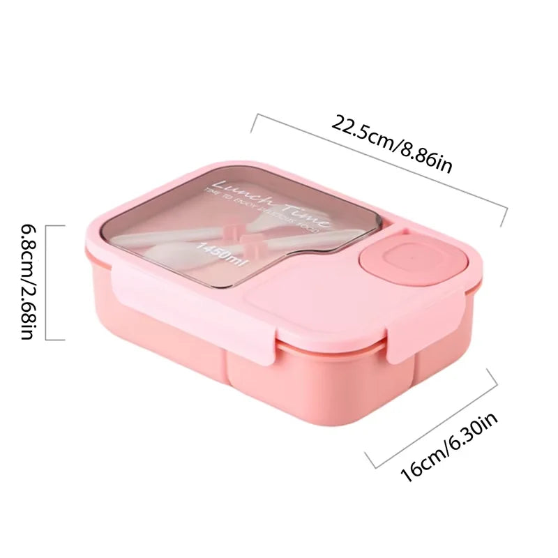 Bento Lunch Box Kid's Lunch Box Microwaveable Bento Box with Tableware Kawaii Heated 3 Grid Sandwich Snack Food Box Food Storage