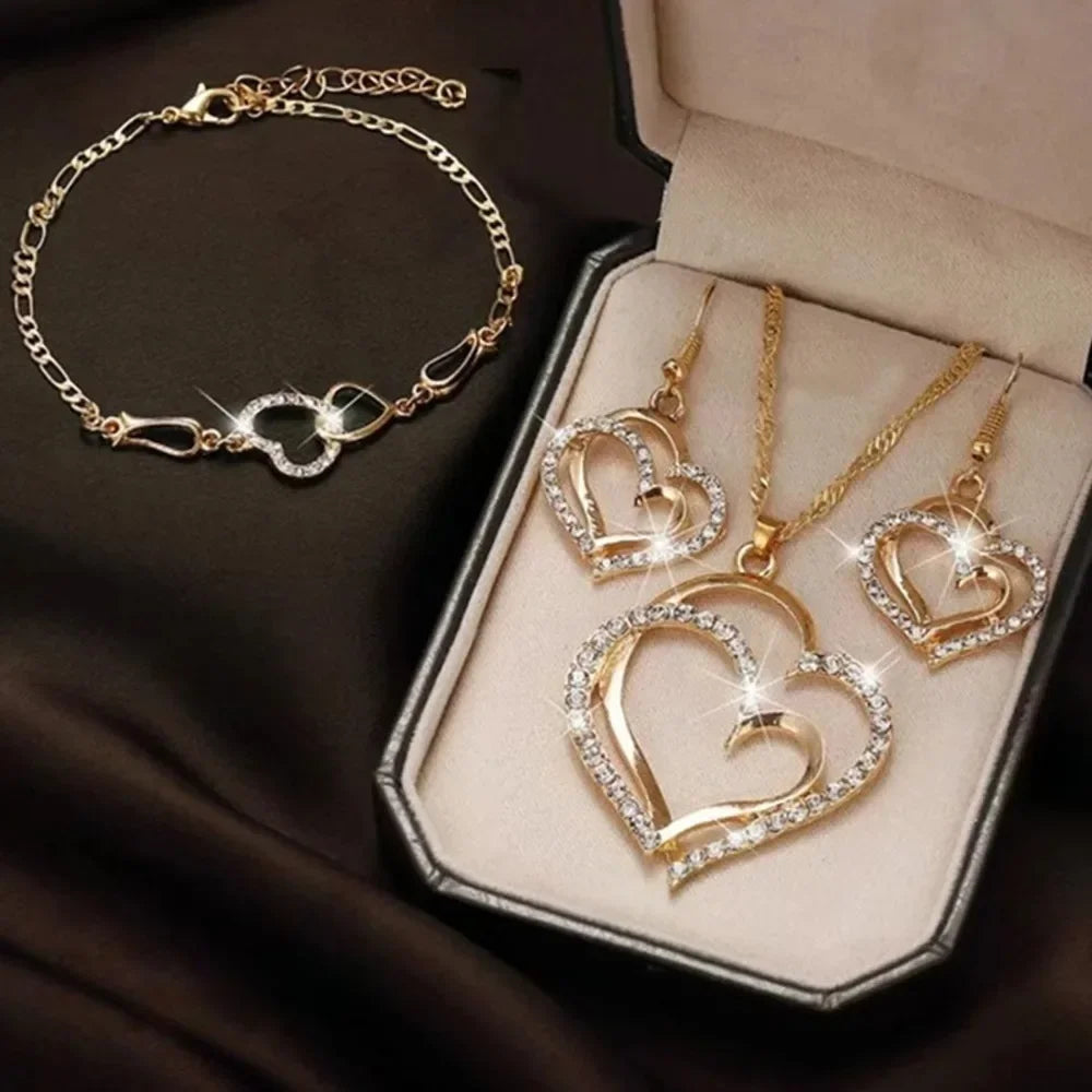 Women Love Wrapped Jewelry Set Necklace Earrings Bracelet, Fashion Accessory for Wedding Party Festival Casual Daily Outfit