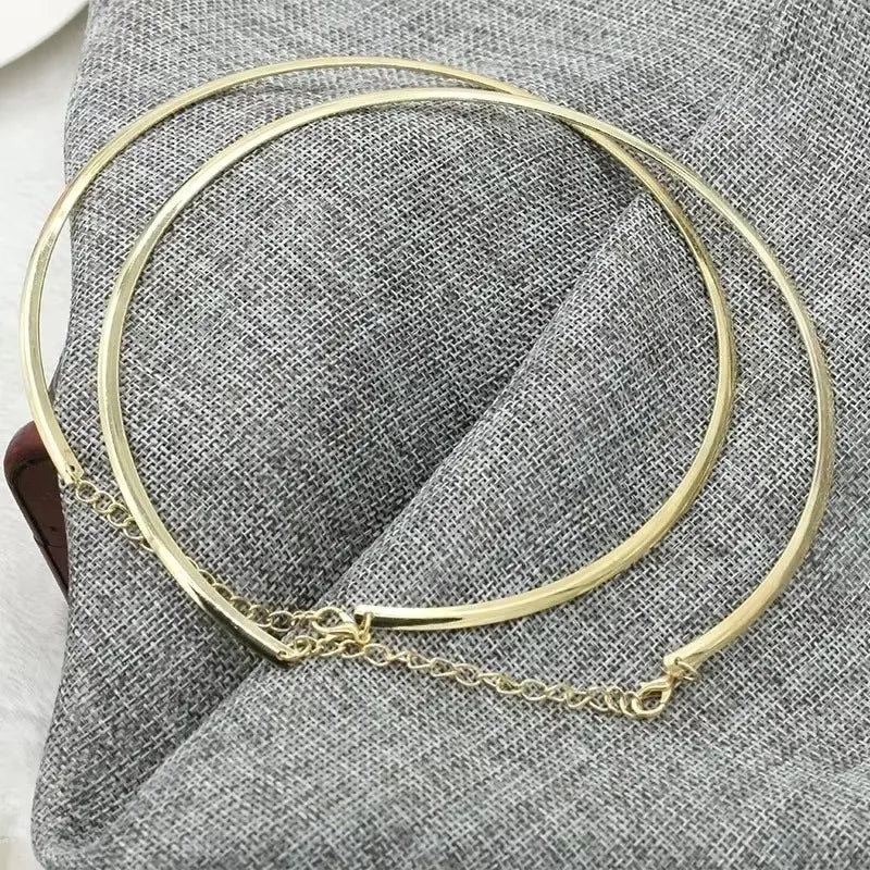 Gold And Silver Stainless Steel Necklace Collar 4mm Fashionable Jewelry Personalized Metal Collarbone Necklace Popular Accessory