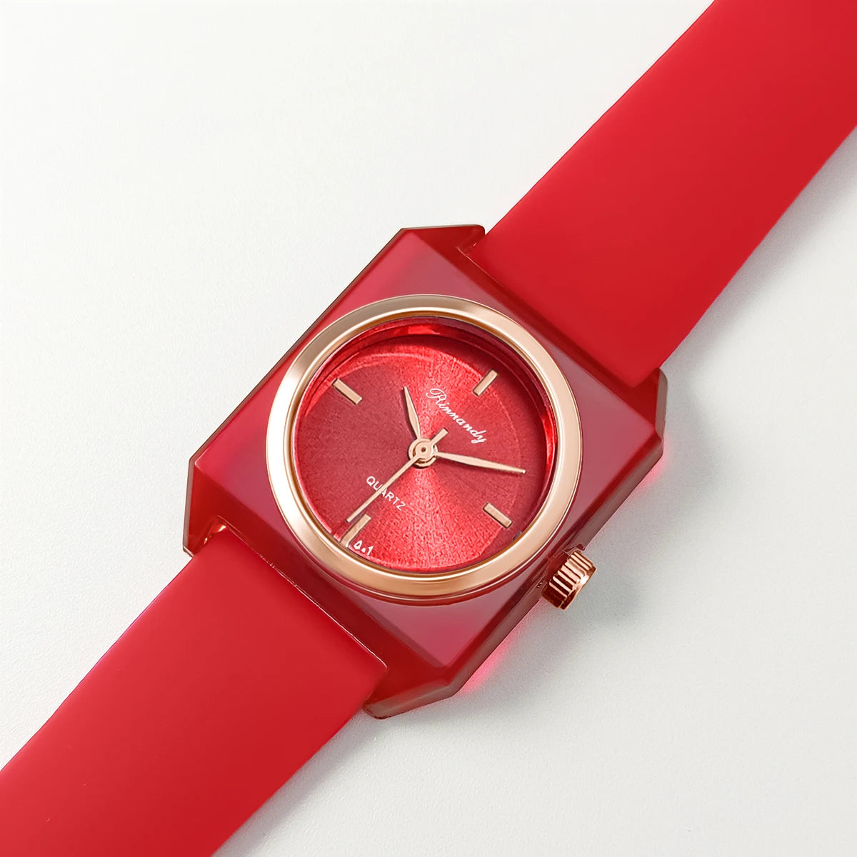Minimalist Square Women Quartz Wristwatch Transparent Case Bezel Silicone Strap Casual Ladies Watch