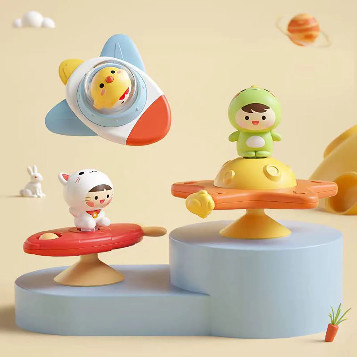 Baby-Beruhigungsspielzeug Cartoon-Flugzeug Beruhigungs-Baby-Artikel Baby-Bade-Spaß Sauger-Drehspielzeug Frühkindliche Bildung Tischspiele