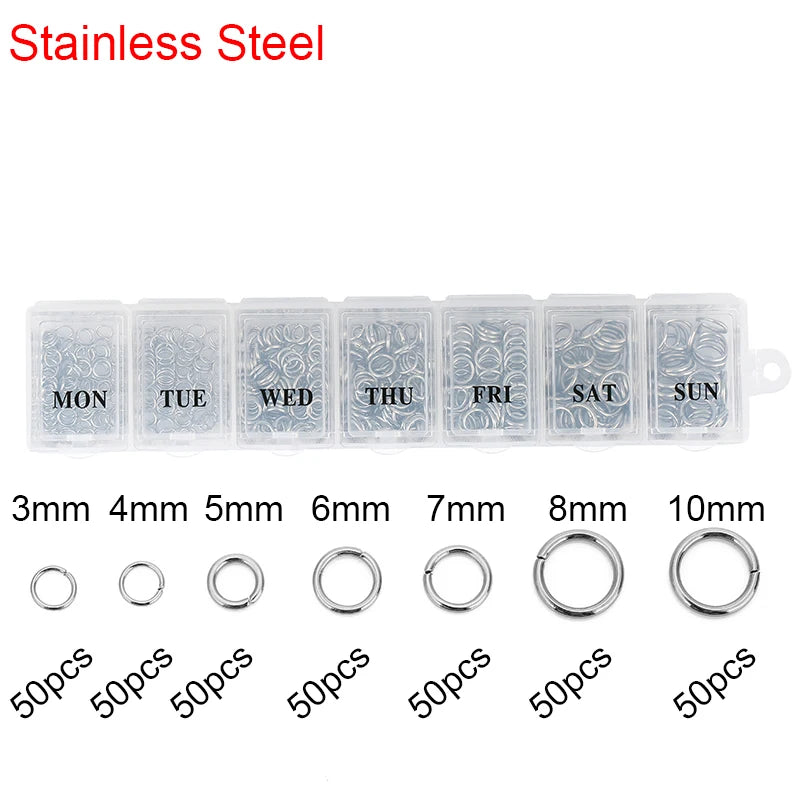 Stainless Steel  Jewelry Making Kit Set Box  Jump Rings Lobster Clasps End Crimp Bead Cover ForSupplies Diy Necklace Accessories