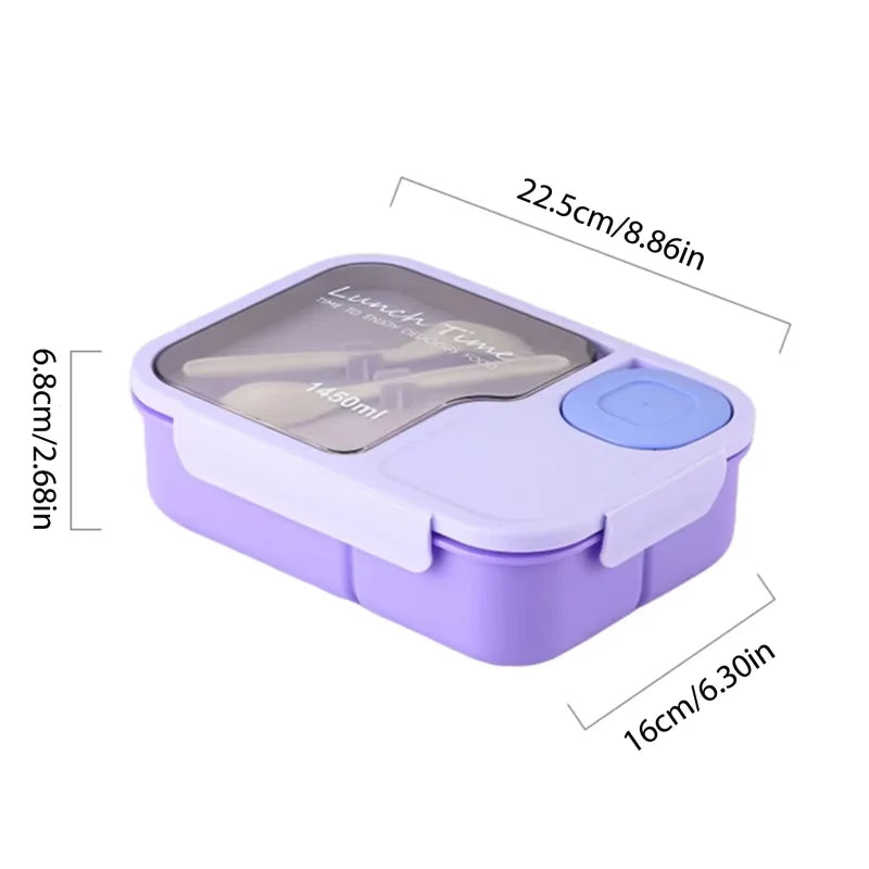 Bento Lunch Box Kid's Lunch Box Microwaveable Bento Box with Tableware Kawaii Heated 3 Grid Sandwich Snack Food Box Food Storage