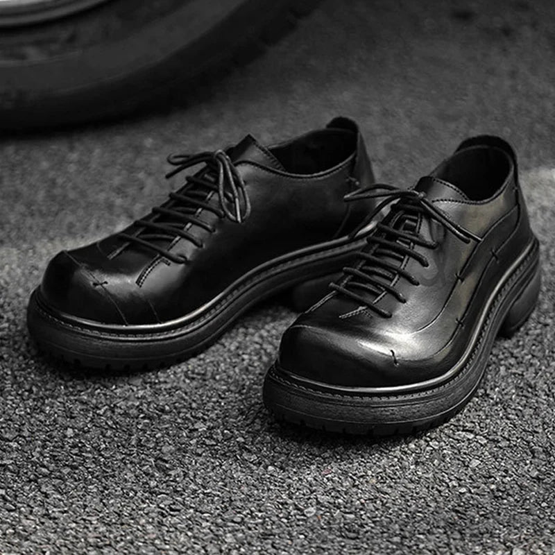2026 Fashion Oxfords Shoes Mens Business Shoes Thick Sole 2.5cm Brand Party Male Footwear Brown Black Plus Size 45 D737
