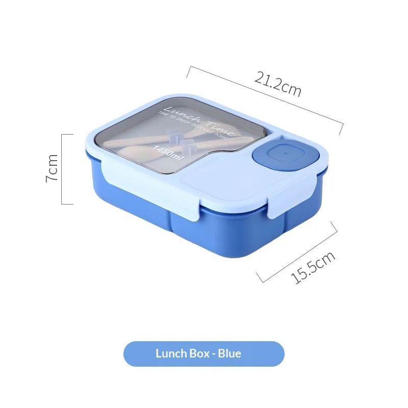 Bento Lunch Box Kid's Lunch Boxs Microwaveable BentoBox with Tableware Kawaii Heated 3 Grid Sandwich Snack Food Box Food Storage
