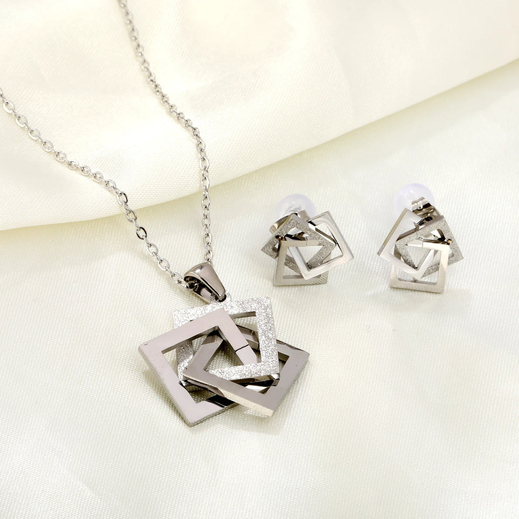 LUXUKISSKIDS Golden Waterproof Jewelry Sets Stainless Steel for Woman Wedding Party Accessorires Fashion Necklace Earrings Set
