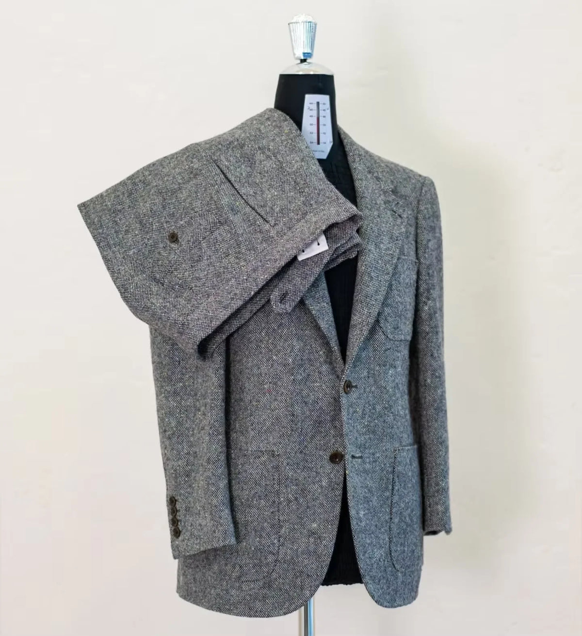 Men 2 Piece Tweed Suit Notch Lapel Two Button Blazer Pants Set Vintage British Wool Blend Casual Wedding Outdoor Customized