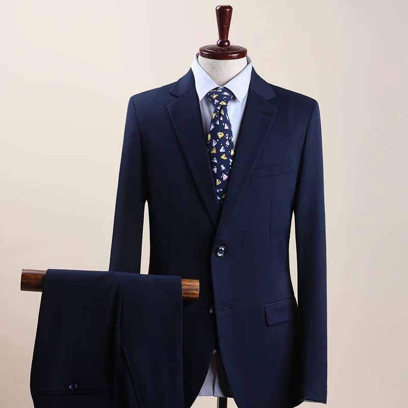 Men 2 3 Piece Suit Set 1 Button 2 Buttons Single Breasted Flat Collar Slim Fit Groom Wedding Business Suit Jacket Vest Trousers