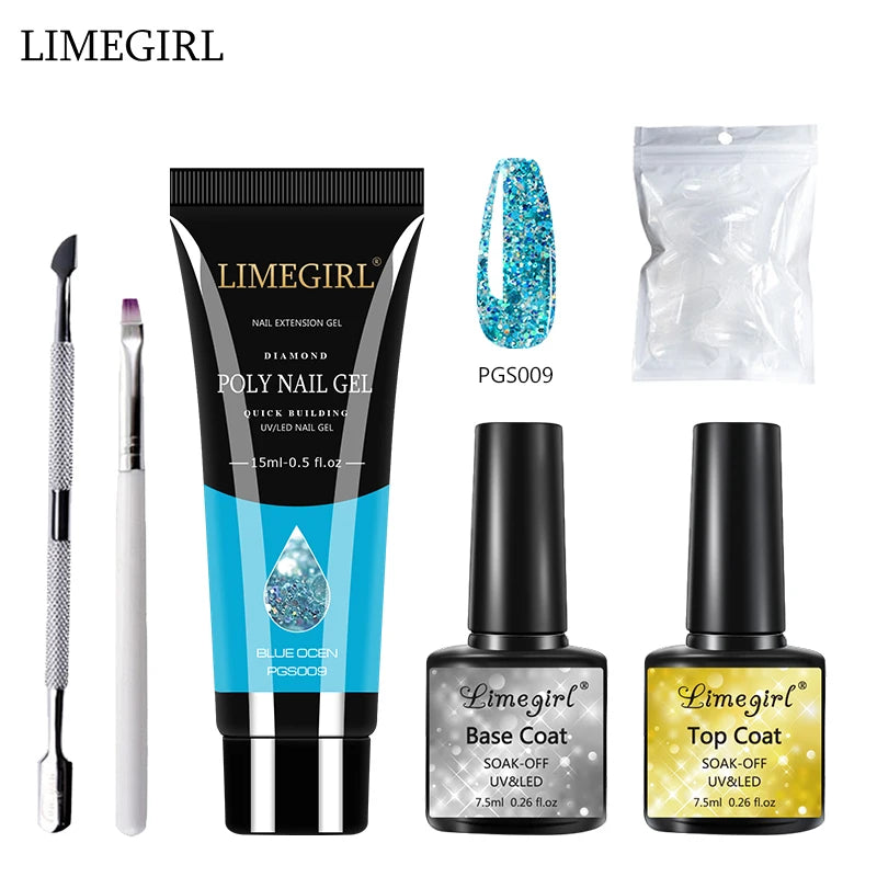 LIMEGIRL  Poly Nail Gel Set Manicure Set Gel Cuticle Pusher Finger Extend Mold Nail Kit All For Quick Extension Manicure Set