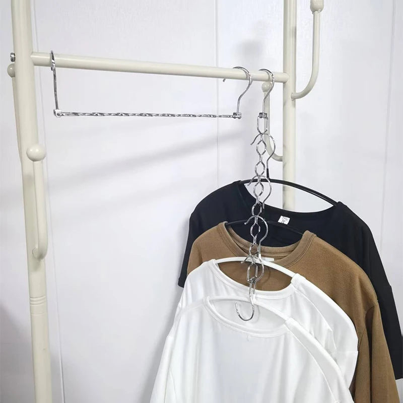 2Pcs Space Saving Hangers For Clothes Magic Collapsible Clothes Space Saver Metal Hanger Organizer With 360 Swivel Hook-New