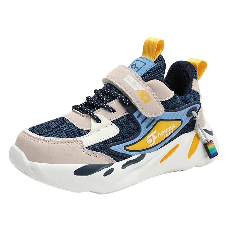 Kid Sneakers Sport Shoes for Boys Fashion Leather Children Breathable Mesh Comfort Shoes Casual Walking Outdoor Running Shoes