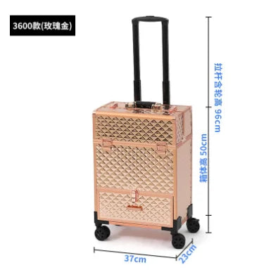 Professional makeup box with drawers, pull rods, nail embroidery toolbox