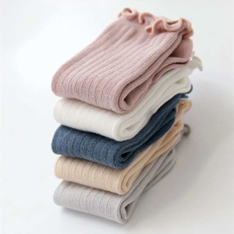 3Pairs/Lot Baby Socks Boys Girls Knee High Kids Frilly Solid Cotton Long Socks Infant Newborn Summer Children Ruffle Cute Socks