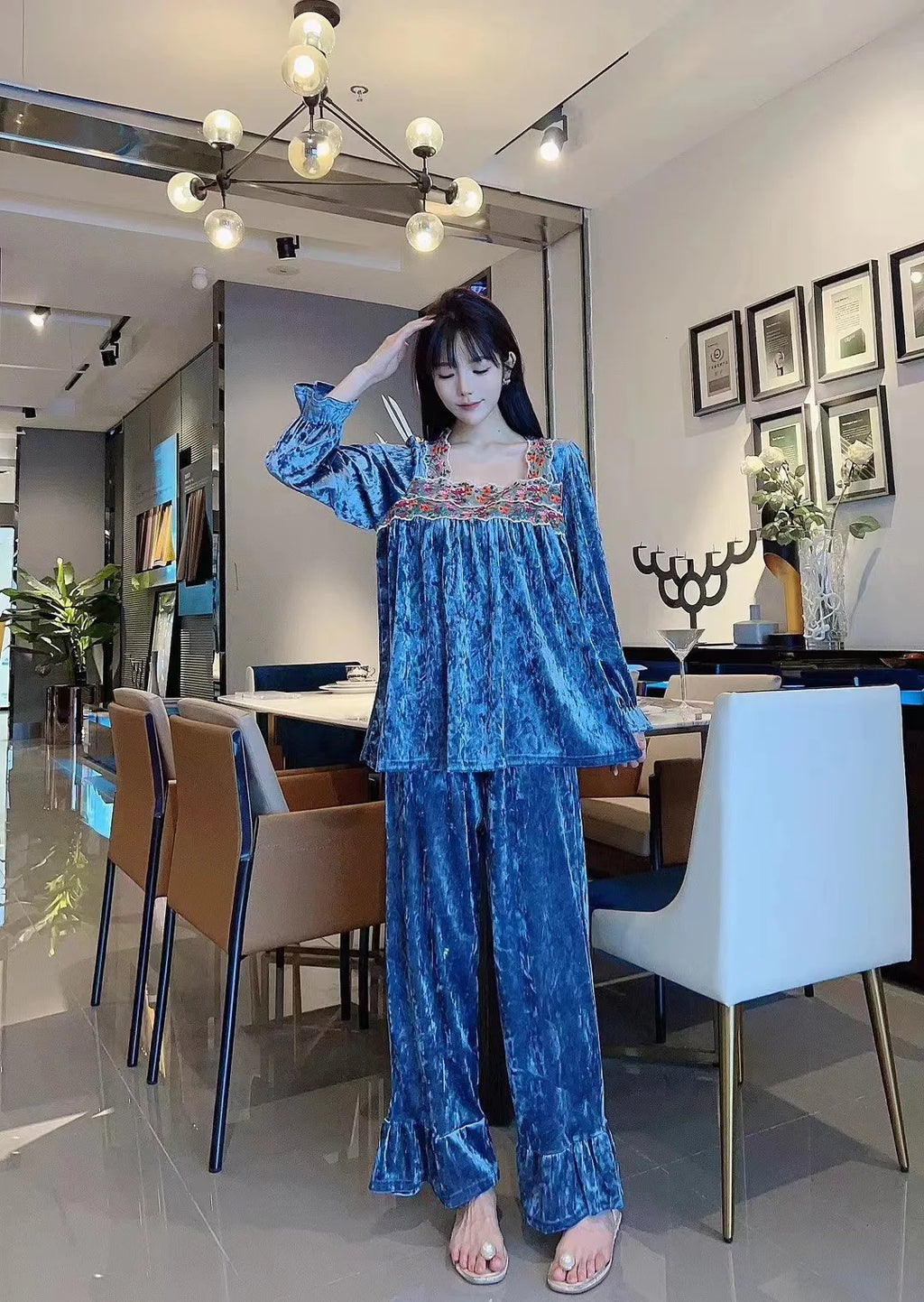 Winter Woman Pajamas New Warm Gold Velvet Sleepwear Set Spring Autumn Home Clothes Casual Nightwear Pijamas Women Pyjama Suit