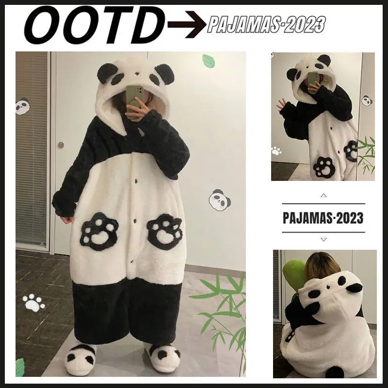 Anime Winter Unisex the Panda Robes Costumes Onesies Kigurumi Unicron Cosplay Pajamas Adult Pyjamas Animal Sleepwear Jumpsuit