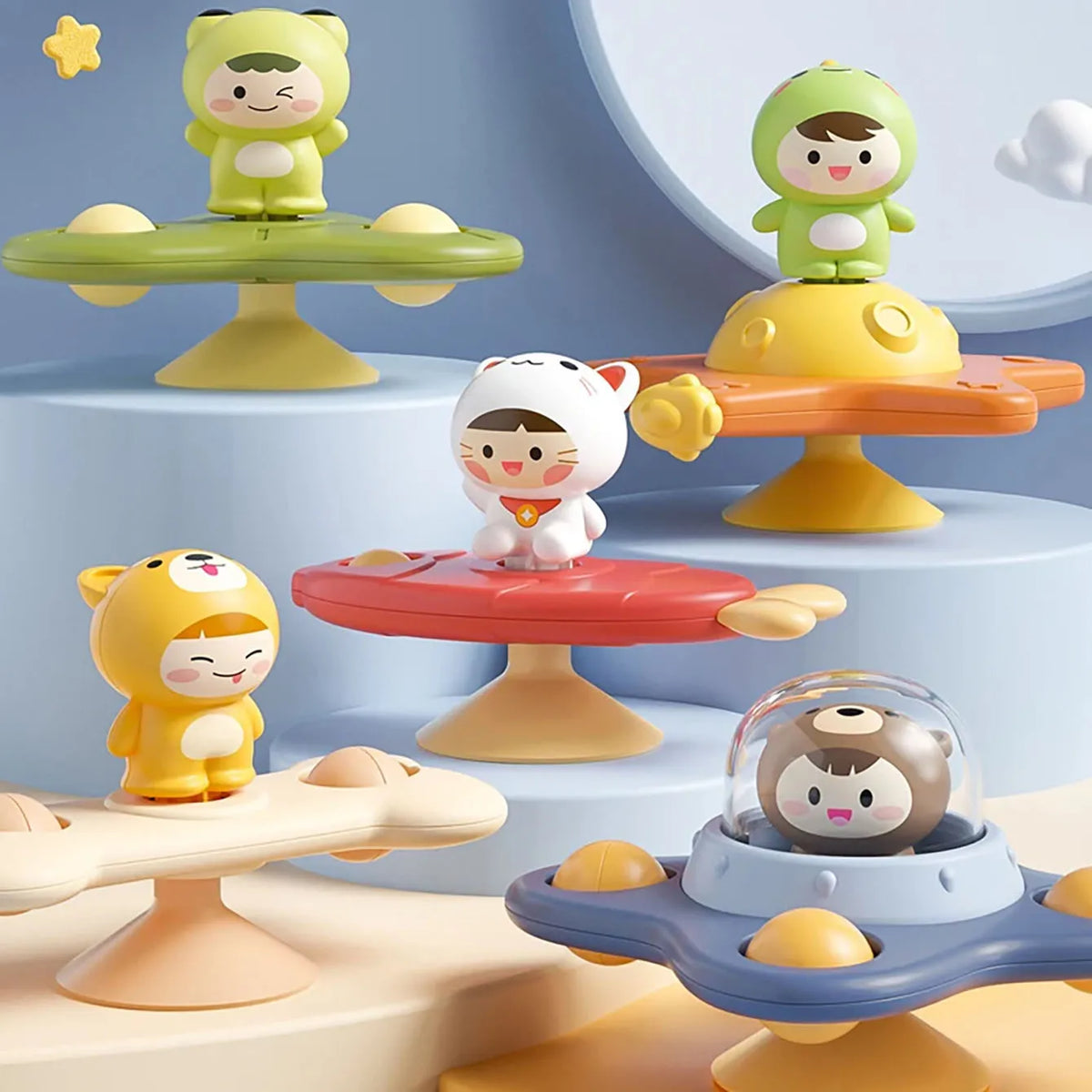 Baby-Beruhigungsspielzeug Cartoon-Flugzeug Beruhigungs-Baby-Artikel Baby-Bade-Spaß Sauger-Drehspielzeug Frühkindliche Bildung Tischspiele