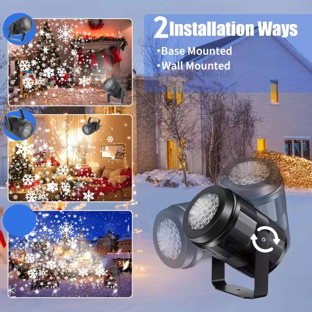 Christmas Snow Projector Light Snowflake Pattern LED Projector Lamp USB Power Xmas Festive Indoor Outdoor House Party Decor