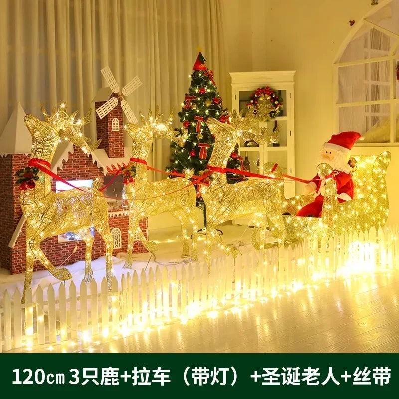 Klassische Weihnachtsmann-Schlitten-Dekoration mit Rentieren