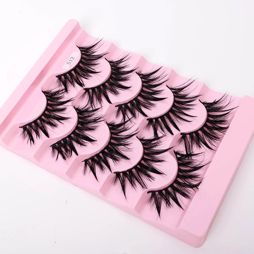 Yiernuo 1/5 Pairs Cosplay Anime Eyelashes Manga Lashes Dramatic Fairy Clusters Lashes Wet Look Lashes